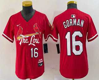 Youth St Louis Cardinals #16 Nolan Gorman Red 2024 City Connect Stitched Baseball Jersey